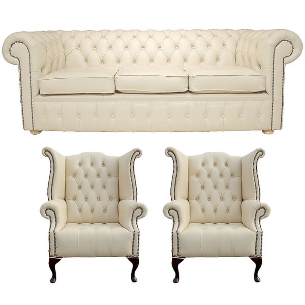  Ophelia Co. Chester 3 Piece Leather Sofa Set Wayfair.co.uk